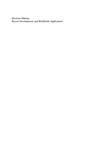 Imagen de portada: Decision Making: Recent Developments and Worldwide Applications 1st edition 9780792366218