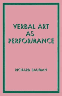 Cover image: Verbal Art as Performance 1st edition 9780881330489