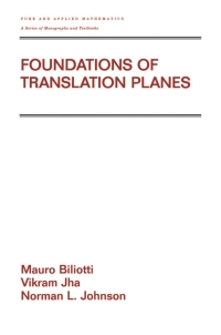 Immagine di copertina: Foundations of Translation Planes 1st edition 9780824706098