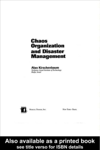 Titelbild: Chaos Organization and Disaster Management 1st edition 9780824747152