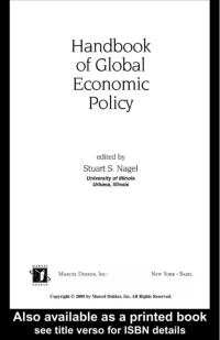 Cover image: Handbook of Global Economic Policy 1st edition 9780824703288