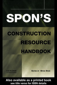 صورة الغلاف: Spon's Construction Resource Handbook 1st edition