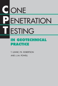 Imagen de portada: Cone Penetration Testing in Geotechnical Practice 1st edition 9780419237501