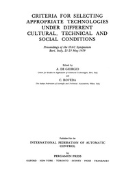 صورة الغلاف: Criteria for Selecting Appropriate Technologies under Different Cultural, Technical and Social Conditions 9780080244556