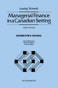 Cover image: Managerial Finance in a Canadian Setting 4th edition 9780409806021