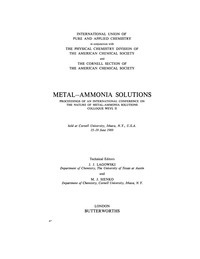 Titelbild: Metal—Ammonia Solutions 9780408701228