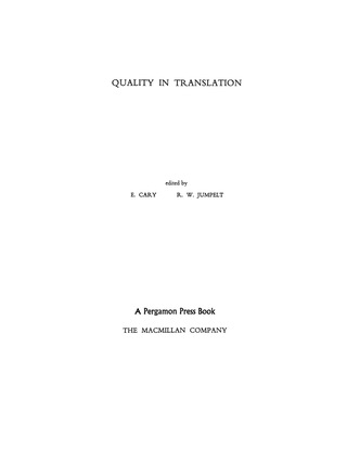 Imagen de portada: Quality in Translation 9780080102832