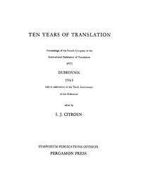Immagine di copertina: Ten Years of Translation 9780080118642
