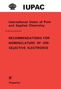 Imagen de portada: Recommendations for Nomenclature of Ion-Selective Electrodes 9780080215761