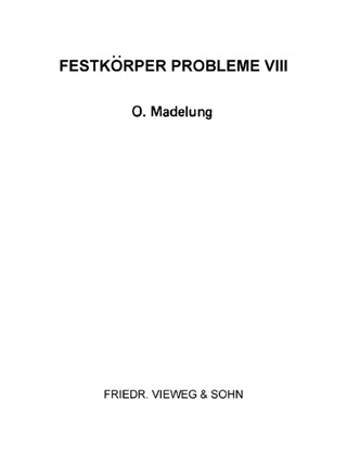 Imagen de portada: Festkörper Probleme VIII 9780080131092