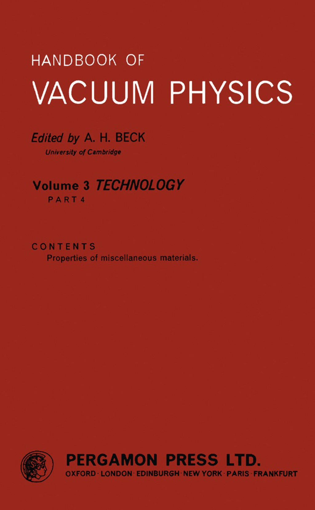 Handbook of Vacuum Physics Technology