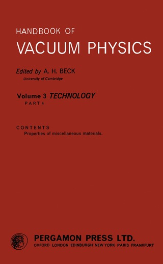 Imagen de portada: Handbook of Vacuum Physics 9780080110509