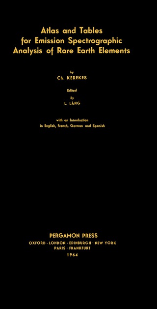 Cover image: Tables for Emission Spectrographic Analysis of Rare Earth Elements 9780080136882