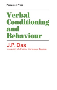 Cover image: Verbal Conditioning and Behaviour 9780080128184