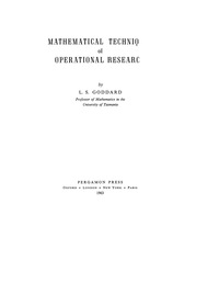 Cover image: Mathematical Techniques of Operational Research 9780080100753