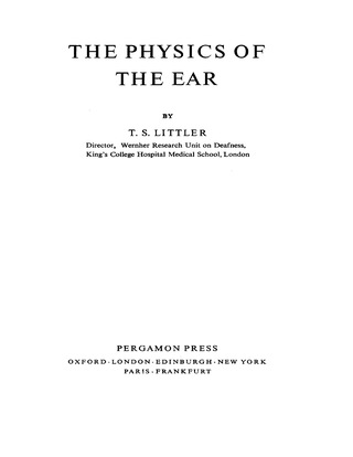 Cover image: The Physics of the Ear 9780080101248