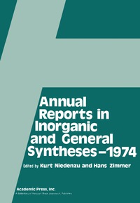 表紙画像: Annual Reports in Inorganic and General Syntheses-1974 9780120407033