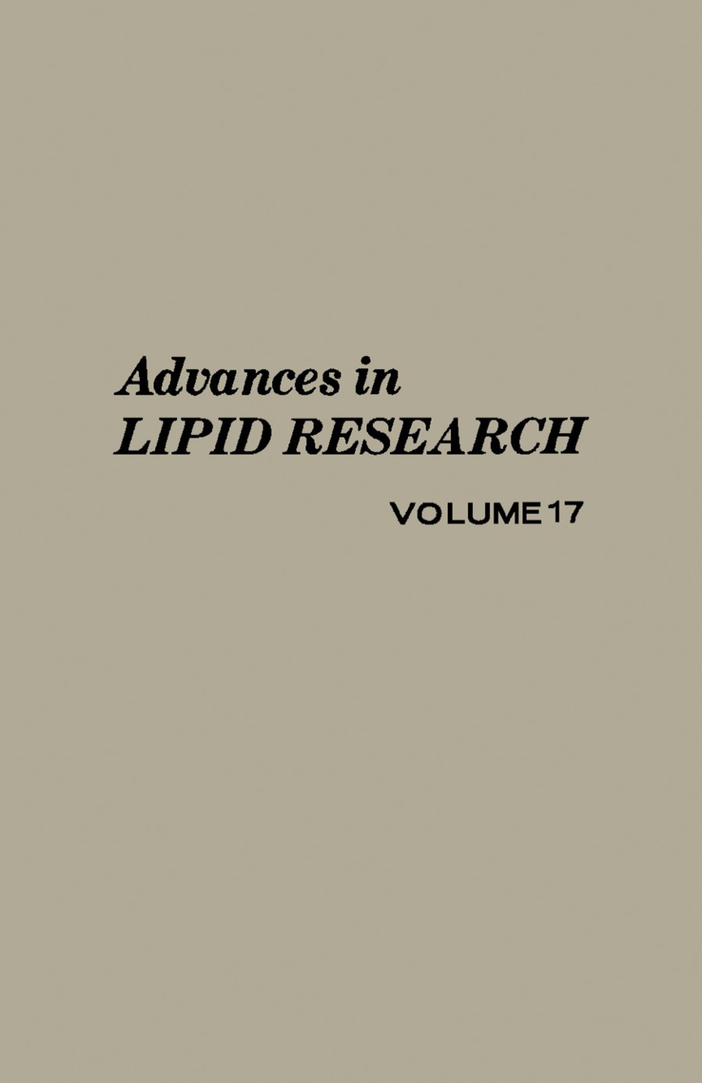 Advances in Lipid Research
