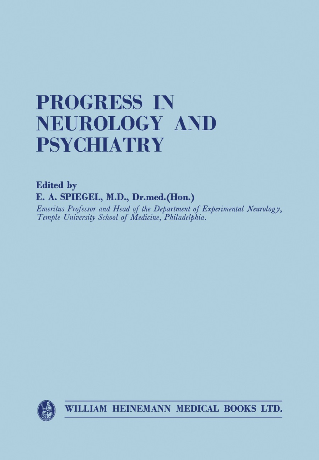 Progress in Neurology and Psychiatry An Annual Review