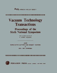 صورة الغلاف: Vacuum Technology Transactions 9781483198521