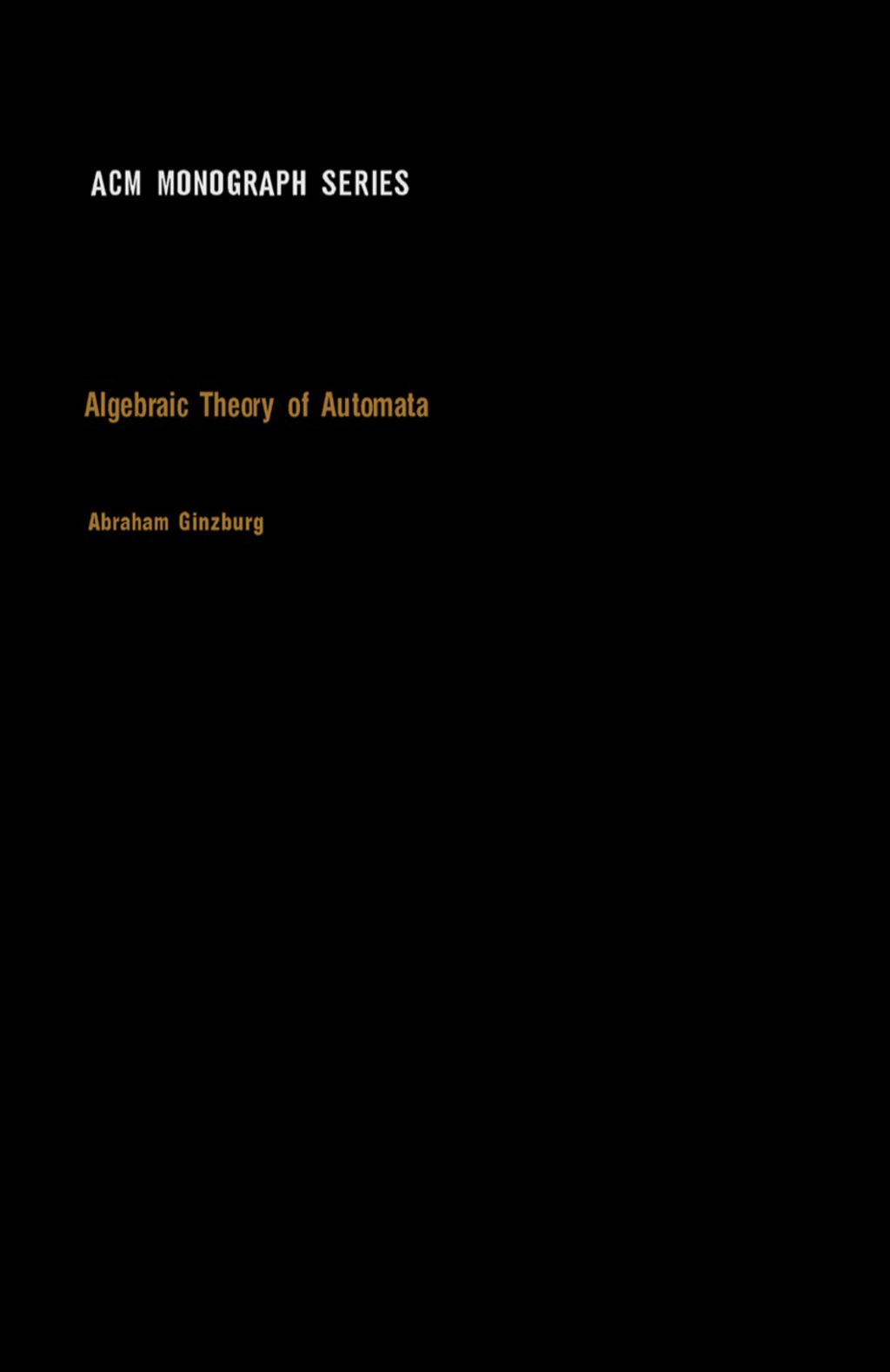 Algebraic Theory of Automata