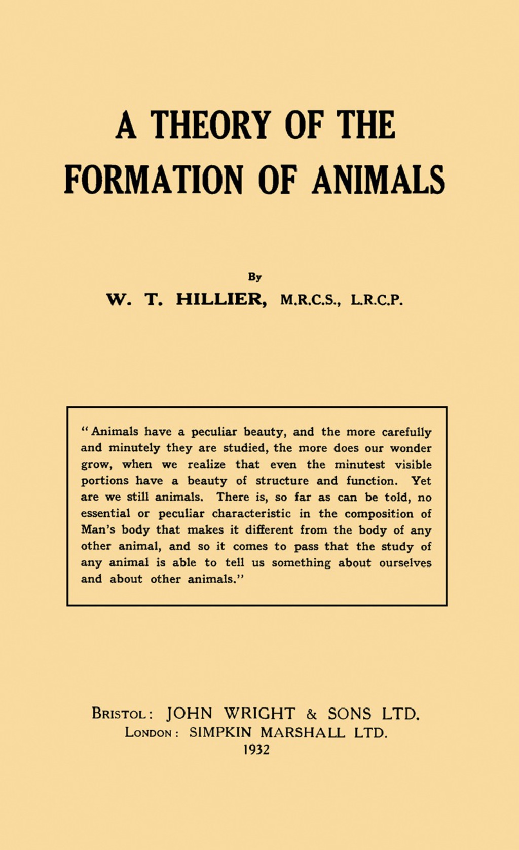 A Theory of the Formation of Animals