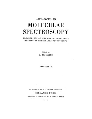 Cover image: Advances in Molecular Spectroscopy 9781483213316