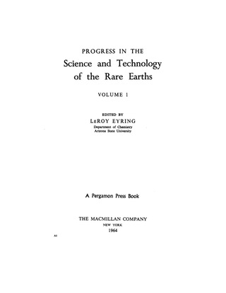 Cover image: Progress in the Science and Technology of the Rare Earths 9781483213453