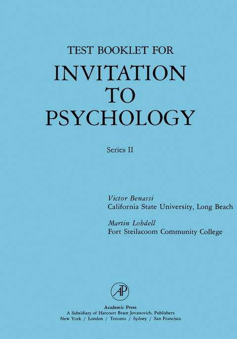 Test Booklet for Invitation to Psychology: Series II - FULL INSTANT DOWNLOAD | PDF DOCX EPUB