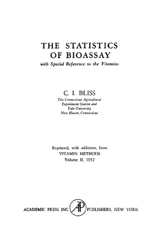 Imagen de portada: The Statistics of Bioassay 9781483256627