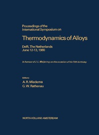 Imagen de portada: Proceedings of the International Symposium on Thermodynamics of Alloys 9781483227825