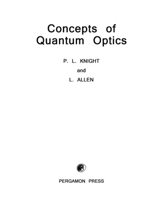 Cover image: Concepts of Quantum Optics 9780080291604