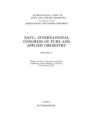 Cover image: XXIVth International Congress of Pure and Applied Chemistry 9780408705790