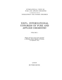 Imagen de portada: XXIVth International Congress of Pure and Applied Chemistry 9780408705769