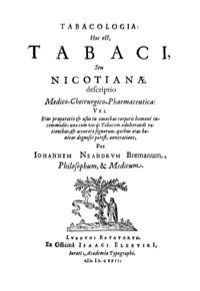 Imagen de portada: Tabacologia: Hoc est, Tabaci, seu nicotianae descriptio medico-cheirurgico-pharmaceutica 9781483282992