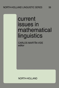 Imagen de portada: Current Issues in Mathematical Linguistics 9780444816931