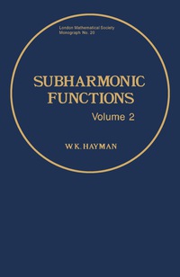 Imagen de portada: Subharmonic Functions 9780123348029