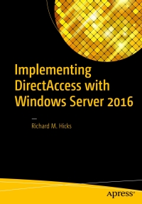 Cover image: Implementing DirectAccess with Windows Server 2016 9781484220580
