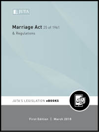 Imagen de portada: Marriage Act 25 of 1961 & Regulations 1st edition N/A