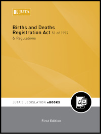 Cover image: Births and Deaths Registration Act 51 of 1992 1st edition N/A