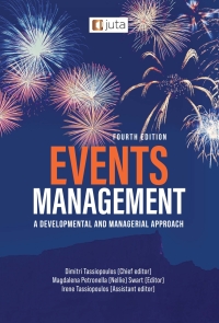Cover image: Events Management: A developmental and Managerial Approach 4th edition 9781485132011