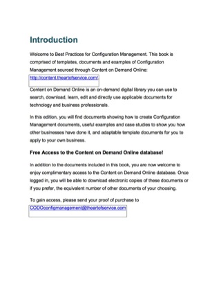 Cover image: Configuration Management Best Practices - Templates, Documents and Examples of Configuration Management in the Public Domain PLUS access to content.theartofservice.com for downloading 9781742443300