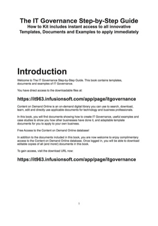 Cover image: The IT Governance Step-by-Step Guide - How to Kit includes instant access to all innovative Templates, Documents and Examples to apply immediately 9781486459209