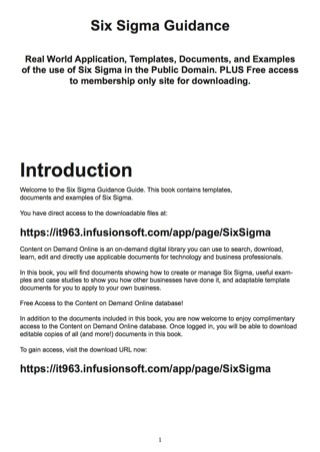 Cover image: Six Sigma Guidance - Real World Application, Templates, Documents, and Examples of the use of Six Sigma in the Public Domain. PLUS Free access to membership only site for downloading. 9781486459667