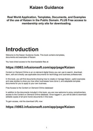 Cover image: Kaizen Guidance - Real World Application, Templates, Documents, and Examples of the use of Kaizen in the Public Domain. PLUS Free access to membership only site for downloading. 9781486460540