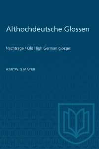 Cover image: Althochdeutsche Glossen 1st edition 9781487576905