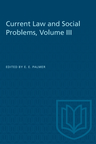 Cover image: Current Law and Social Problems, Volume III 1st edition 9781487578770