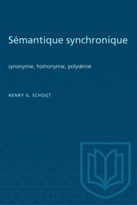 Cover image: Sémantique synchronique 1st edition 9781487582111