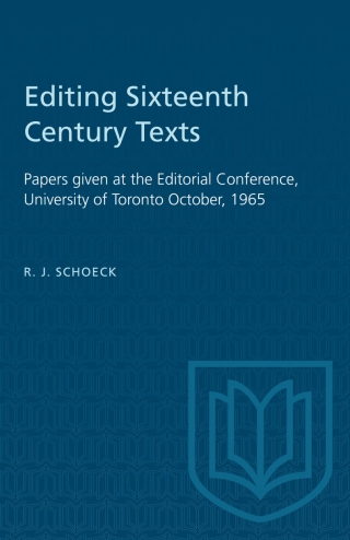 Cover image: Editing Sixteenth Century Texts 1st edition 9781487582128