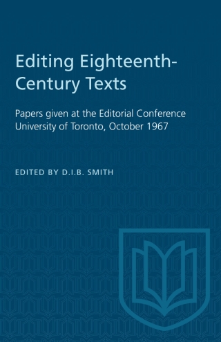 Imagen de portada: Editing Eighteenth-Century Texts 1st edition 9781487573195